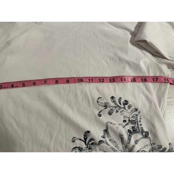 Reebok Womens  Ladies White Long Sleeve Floral Athletic Stretch ShirtTop Size XL - Picture 7 of 8